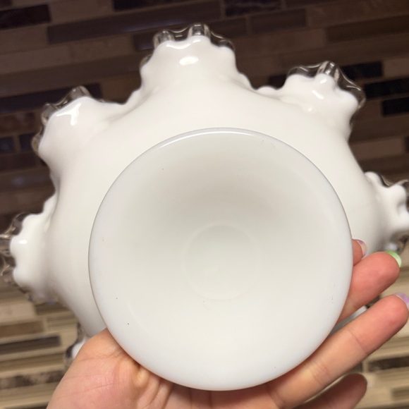 Fenton Silvercrest Milk Glass Pedestal Compote Bowl - Picture 6 of 9